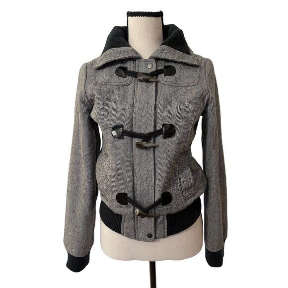 Heritage 1981 Bomber Jacket | Y2K Herringbone Wool Blend, Toggle Closures - Picture 1 of 8